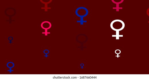 Light Blue, Red vector background with woman symbols. Simple design in abstract style with women’s rights activism. Design for landing pages.
