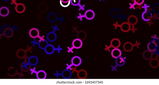 Light Blue, Red vector background with woman symbols. Colorful feminism symbols with a gradient in modern style. Background for International Women’s Day.