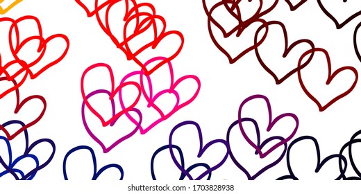 Light Blue, Red vector background with hearts. Beautiful colored illustration with hearts in celebration style. Design for ad, poster, banner of Valentine Day.