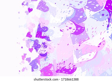 Light Blue, Red vector background with Shining hearts. Shining illustration with hearts on abstract template. Design for a business advert of anniversary.