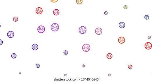 Light Blue, Red vector background with occult symbols. Retro design in abstract style with witchcraft forms. Best design halloween events.