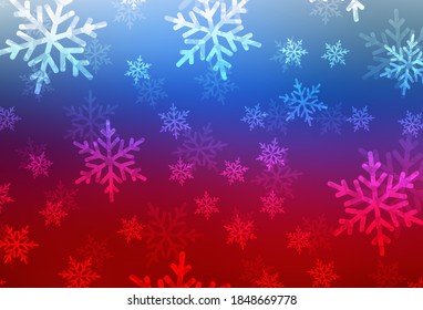 Light Blue, Red vector background in Xmas style. A Smart Illustration with gradient Christmas elements. Pattern for school, grammar websites.