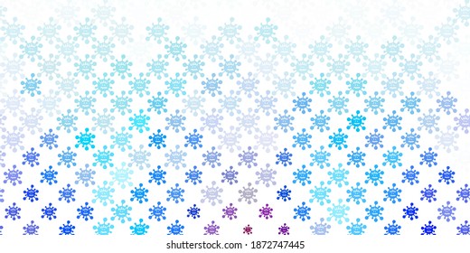 Light Blue, Red vector background with covid-19 symbols. Abstract illustration with biological gradient shapes. Simple design against epidemic information.