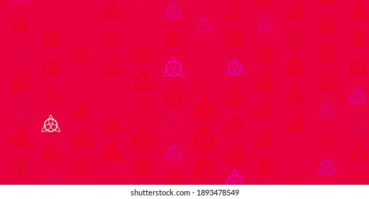 Light Blue, Red vector background with occult symbols. Colorful mystic symbols with a gradient in ancient style. Simple design for occult depiction.