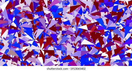 Azul claro, fondo vectorial rojo con triángulos. Ilustración de material web con triángulos abstractos coloridos. Una adición fácil a sus comerciales.