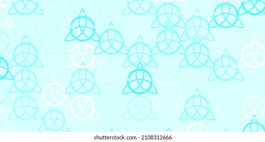 Light Blue, Red vector background with occult symbols. Colorful mystic symbols with a gradient in ancient style. Background for esoteric, mystic designs.