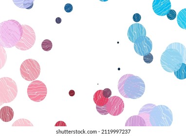 Light blue, red vector background with bubbles. Glitter abstract illustration with blurred drops of rain. Design for business adverts.