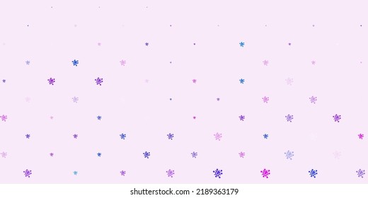 Light Blue, Red vector background with covid-19 symbols. Simple design in abstract style with infection forms. Simple drawing against danger fever.
