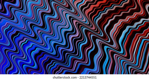 Light Blue, Red vector background with wry lines. Colorful geometric sample with gradient curves.  Pattern for booklets, leaflets.