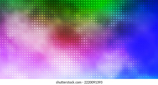 Azul claro, fondo vectorial rojo con puntos. Ilustración abstracta moderna con formas de círculo coloridas. Patrón para anuncios comerciales.