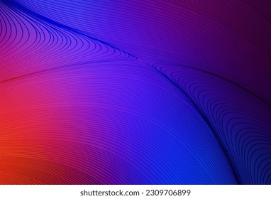 Light Blue, Red vector background with curved lines. Colorful geometric sample with gradient lines.  Simple template for your design.