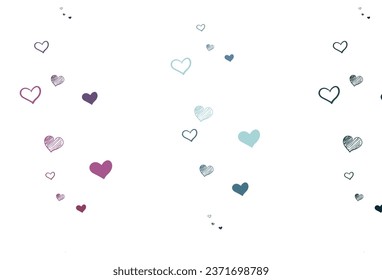 Light Blue, Red vector background with hearts. Beautiful celebration style hearts on abstract illustration. Design for a business advert of anniversary.