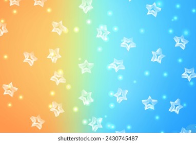 Light Blue, Red vector background with colored stars. Shining colored illustration with stars. Best design for your ad, poster, banner.