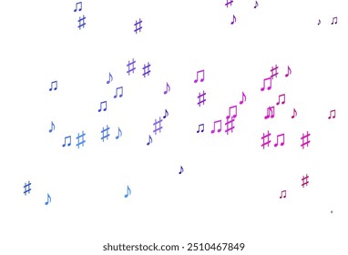 Light Blue, Red vector background with music symbols. Decorative design in abstract style with music shapes. Pattern for school ad, booklets.