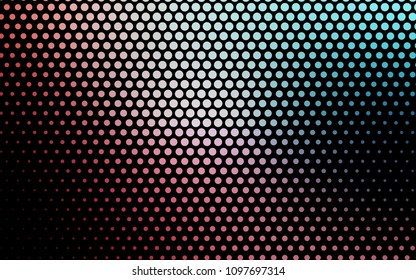 Light Blue, Red vector banner with circles, spheres. Abstract spots. Background of Art bubbles in halftone style with colored gradient.