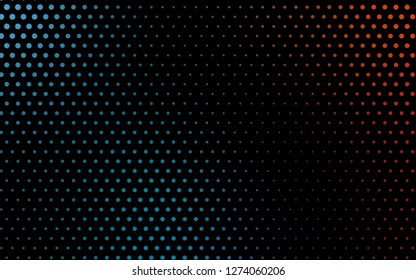 Light Blue, Red vector banner with circles, spheres. Abstract spots. Background of Art bubbles in halftone style with colored gradient.