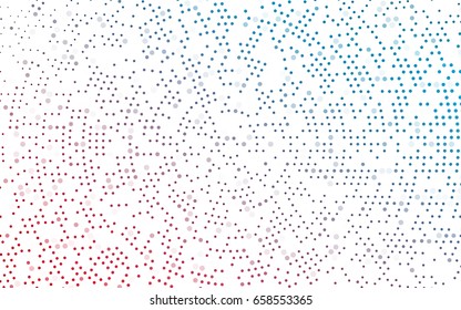 Light Blue, Red vector red banner with set of circles, dots. Donuts Background. Creative Design Template. Technological halftone illustration.