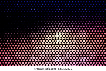 Light Blue, Red vector red banner with set of circles, dots. Donuts Background. Creative Design Template. Technological halftone illustration.