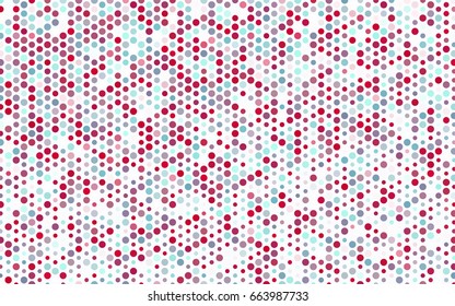 Light Blue, Red vector red banner with set of circles, dots. Donuts Background. Creative Design Template. Technological halftone illustration.