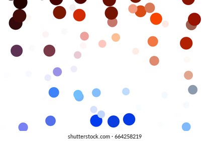 Light Blue, Red vector red banner with set of circles, dots. Donuts Background. Creative Design Template. Technological halftone illustration.
