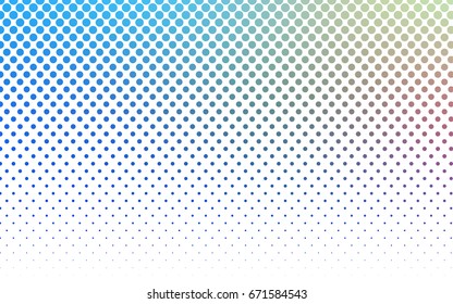 Light Blue, Red vector banner with circles, spheres. Abstract spots. Background of Art bubbles in halftone style with colored gradient.