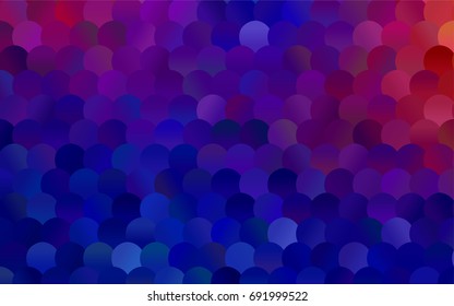 Light Blue, Red vector banner with circles, spheres. Abstract spots. Background of Art bubbles in halftone style with colored gradient.