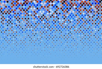 Light Blue, Red vector red banner with set of circles, dots. Donuts Background. Creative Design Template. Technological halftone illustration.