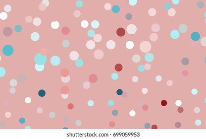 Light Blue, Red vector banner with circles, spheres. Abstract spots. Background of Art bubbles in halftone style with colored gradient.