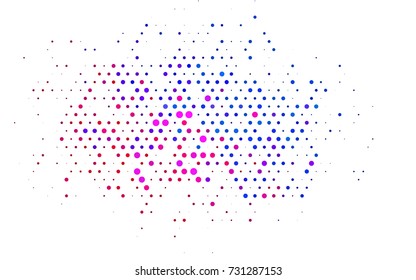 Light Blue, Red vector red banner with set of circles, dots. Donuts Background. Creative Design Template. Technological halftone illustration.