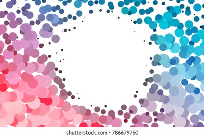 Light Blue, Red vector red banner with set of circles, dots. Donuts Background. Creative Design Template. Technological halftone illustration.