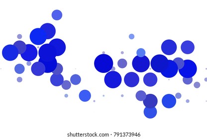 Light Blue, Red vector banner with circles, spheres. Abstract spots. Background of Art bubbles in halftone style with colored gradient.