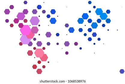 Light Blue, Red vector blurry hexagon background design. Geometric background in Origami style with gradient. 