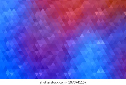 Light Blue, Red vector blurry triangle pattern. Triangular geometric sample with gradient.  The template can be used as a background for cell phones.