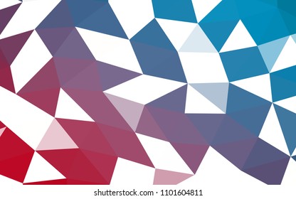 Light Blue, Red vector blurry hexagon blurry triangle. Geometric illustration in Origami style with gradient.  A new texture for your design.