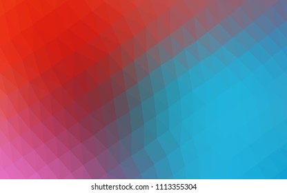 Light Blue, Red vector blurry hexagon texture. Creative illustration in halftone style with gradient. Triangular pattern for your business design.