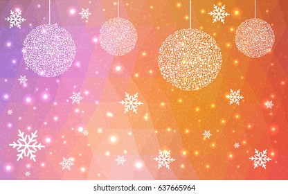 Light Blue, Red vector christmas polygon background. Low poly Illustration consisting of triangles with snowflakes. Texture background of New Year celebration.