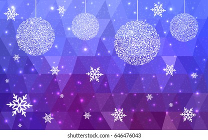 Light Blue Red vector christmas postcard low polygon background. Illustration consisting of triangles. Abstract triangular polygonal origami or crystal design of New Year celebration.