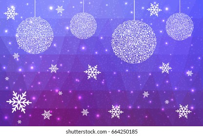 Light Blue Red vector christmas postcard low polygon background. Illustration consisting of triangles. Abstract triangular polygonal origami or crystal design of New Year celebration.