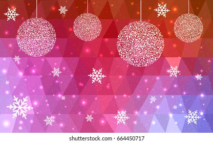 Light Blue Red vector christmas polygon background. Low poly Illustration consisting of triangles with snowflakes. Texture, seamless background of New Year celebration.