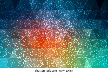 Light Blue, Red vector christmas postcard low polygon background. Illustration consisting of triangles. Abstract triangular polygonal origami or crystal design of New Year celebration.