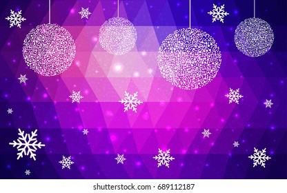 Light Blue Red vector christmas postcard low polygon background. Illustration consisting of triangles. Abstract triangular polygonal origami or crystal design of New Year celebration.