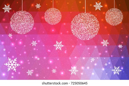 Light Blue Red vector christmas postcard low polygon background. Illustration consisting of triangles. Abstract triangular polygonal origami or crystal design of New Year celebration.