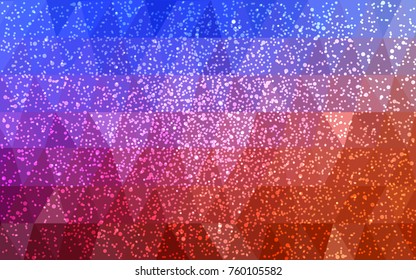 Light Blue, Red vector christmas polygon background. Low poly Illustration consisting of triangles with snowflakes. Texture background of New Year celebration.