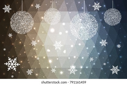 Light Blue Red vector christmas polygon background. Low poly Illustration consisting of triangles with snowflakes. Texture, seamless background of New Year celebration.