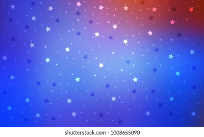 Light Blue, Red vector cover with small and big stars. Decorative shining illustration with stars on abstract template. Smart design for your business advert.
