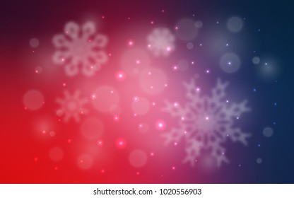 Light Blue, Red vector cover with beautiful snowflakes. Modern geometrical abstract illustration with crystals of ice. The pattern can be used for new year leaflets.