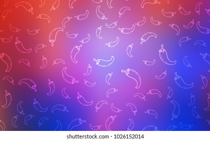 Light Blue, Red vector cover with chili peppers. Beautiful colored illustration with peppers in doodle style. Design for ad, poster, banner of cafes or restaurants.