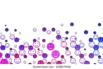 Light Blue, Red vector cover with cute smiles. Illustration with set of smiles in simple style. Beautiful design for your business advert.