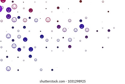 Light Blue, Red vector cover with cute smiles. Glitter abstract sketch with smiley, icons. Pattern for ad, booklets, leaflets of celebrations.