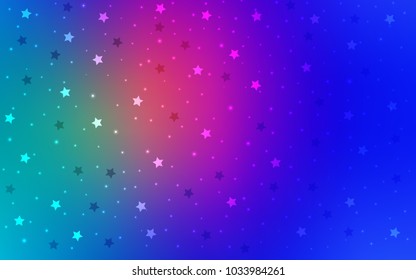 Light Blue, Red vector cover with small and big stars. Decorative shining illustration with stars on abstract template. The pattern can be used for wrapping gifts.